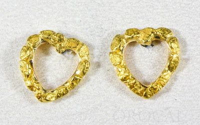 Gold Nugget Earrings "Orocal" EHE360 Genuine Hand Crafted Jewelry - 14K Gold Casting