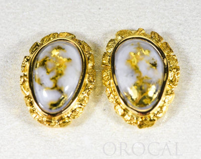 Gold Quartz Earrings "Orocal" EN708NQ Genuine Hand Crafted Jewelry - 14K Gold Yellow Gold Casting
