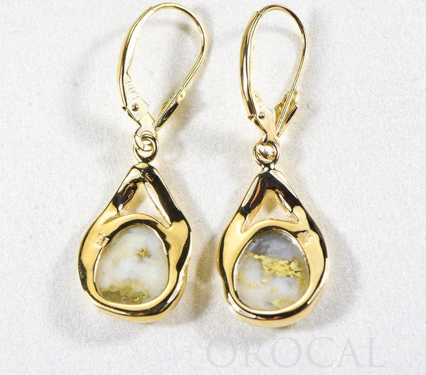 Gold Quartz Earrings "Orocal" EN782Q/LB Genuine Hand Crafted Jewelry - 14K Gold Casting