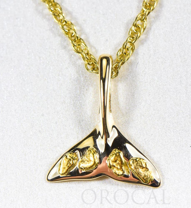 Gold Nugget Pendant Whales Tail "Orocal" PWT101X Genuine Hand Crafted Jewelry - 14K Gold Yellow Gold Casting
