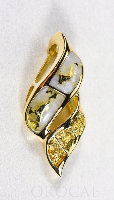 Gold Quartz Pendant  "Orocal" PN649NQ Genuine Hand Crafted Jewelry - 14K Gold Yellow Gold Casting