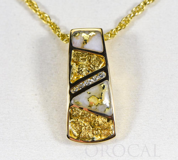 Gold Quartz Pendant  "Orocal" PN798DNQ Genuine Hand Crafted Jewelry - 14K Gold Yellow Gold Casting