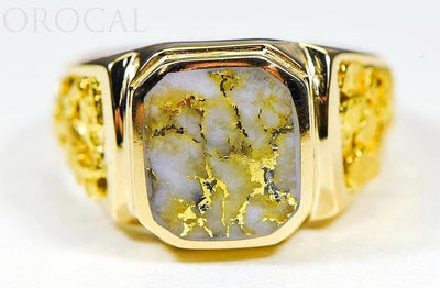 Gold Quartz Mens Ring "Orocal" RM962Q Genuine Hand Crafted Jewelry - 14K Gold Casting