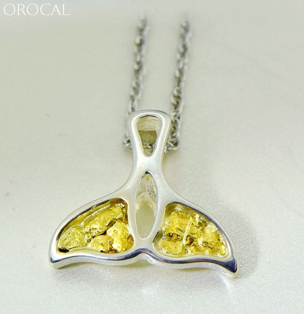 Gold Nugget Pendant Whales Tail - Sterling Silver - Special