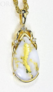 Gold Quartz Pendant "Orocal" PN1132DQ Genuine Hand Crafted Jewelry - 14K Gold Yellow Gold Casting