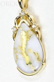 Gold Quartz Pendant "Orocal" PN1132DQ Genuine Hand Crafted Jewelry - 14K Gold Yellow Gold Casting