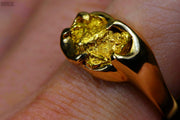 Gold Nugget Mens Ring Orocal Rmen120 Genuine Hand Crafted Jewelry - 14K Casting
