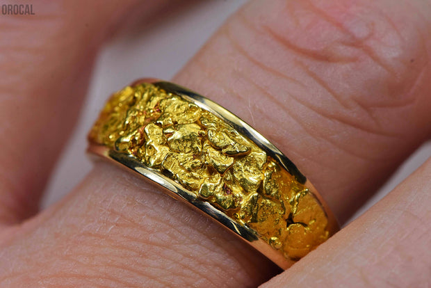Mens Gold Nugget Ring Orocal Rm8.5Mmt Genuine Hand Crafted Jewelry - 14K Casting