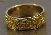 Mens Gold Nugget Ring Orocal Rm8Mm Genuine Hand Crafted Jewelry - 14K Casting