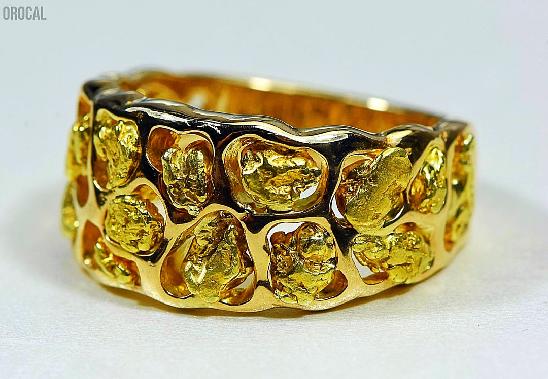 Gold Nugget Men s Ring Orocal RM184 Genuine Hand Crafted Jewelry 1