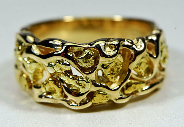Gold Nugget Mens Ring Orocal Rm212 Genuine Hand Crafted Jewelry - 14K Casting
