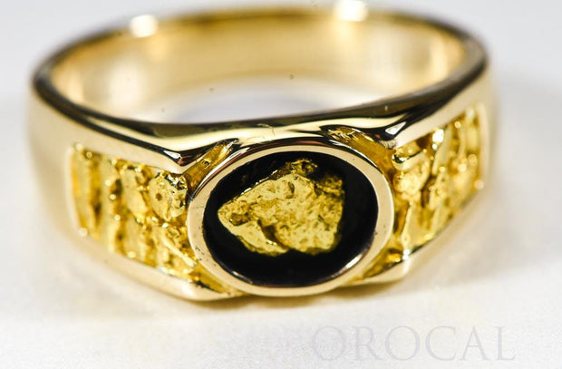 Gold Nugget Men's Ring "Orocal" RM73 Genuine Hand Crafted Jewelry - 14K Casting