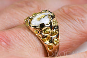 Gold Quartz Ring "Orocal" RMEQ103S Genuine Hand Crafted Jewelry - 14K Gold Casting