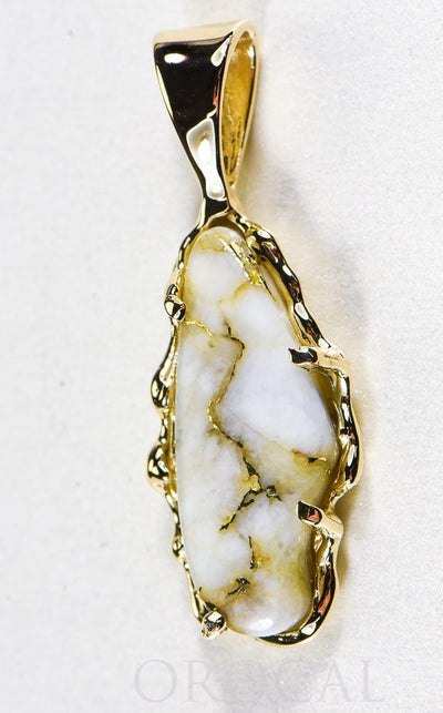 Gold Quartz Pendant "Orocal" PFFQ6 Genuine Hand Crafted Jewelry - 14K Gold Yellow Gold Casting