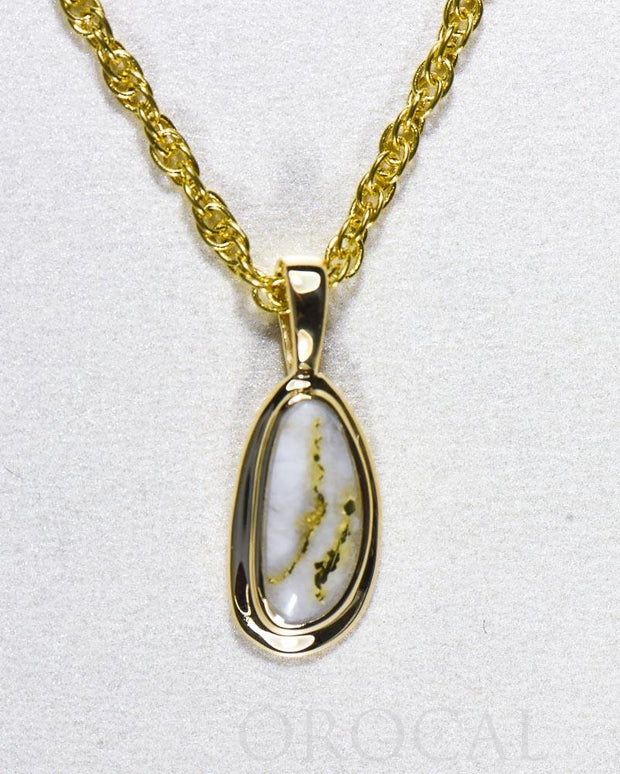 Gold Quartz Pendant "Orocal" PN762Q Genuine Hand Crafted Jewelry - 14K Gold Yellow Gold Casting