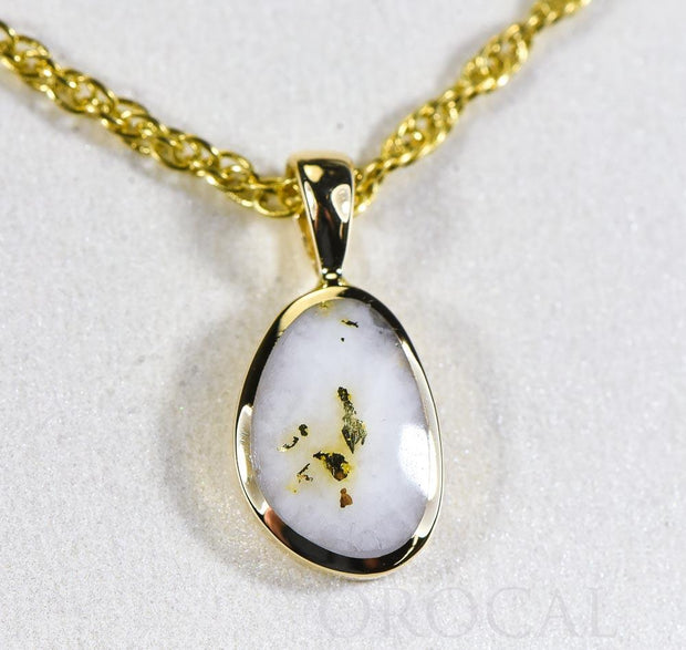 Gold Quartz Pendant  "Orocal" PSC106QX Genuine Hand Crafted Jewelry - 14K Gold Yellow Gold Casting