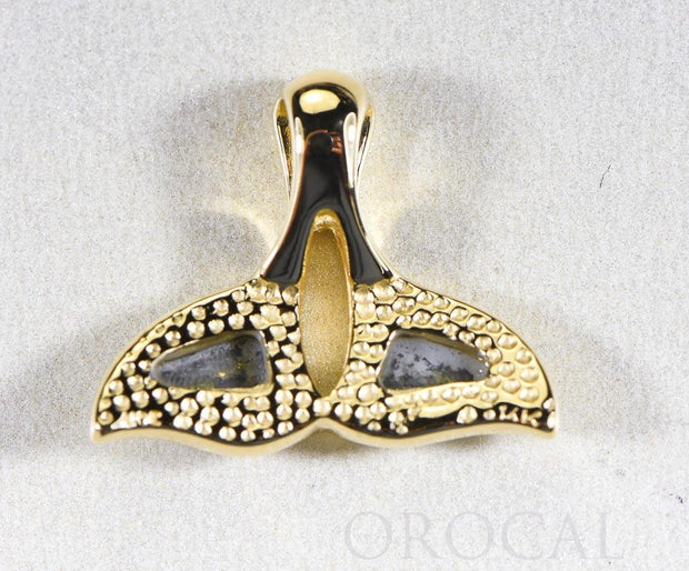 Gold Quartz Pendant Whales Tail "Orocal" PWT24HQ Genuine Hand Crafted Jewelry - 14K Gold Yellow Gold Casting