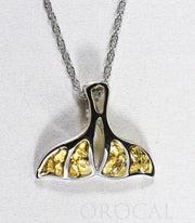 Gold Nugget Pendant Whales Tail "Orocal" PWT25NWX Genuine Hand Crafted Jewelry - 14K Gold White Gold Casting