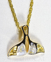 Gold Quartz Pendant Whales Tail "Orocal" PWT25NQX Genuine Hand Crafted Jewelry - 14K Gold Yellow Gold Casting