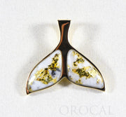 Gold Quartz Pendant Whales Tail "Orocal" PWT35HQX Genuine Hand Crafted Jewelry - 14K Gold Yellow Gold Casting