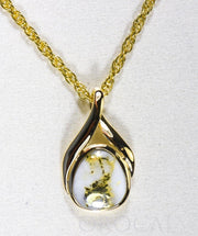 Gold Quartz Pendant  "Orocal" PN782QX Genuine Hand Crafted Jewelry - 14K Gold Yellow Gold Casting