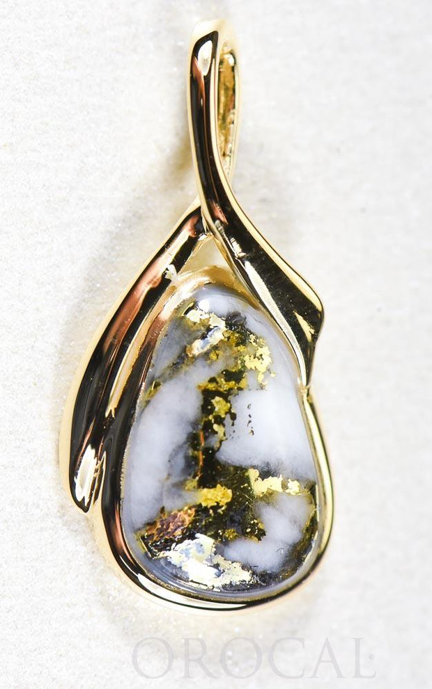 Gold Quartz Pendant  "Orocal" PN824QX Genuine Hand Crafted Jewelry - 14K Gold Yellow Gold Casting