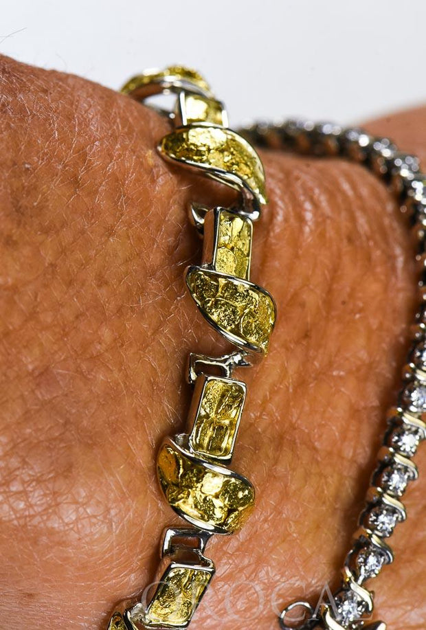 Gold Nugget Bracelet "Orocal" BJ1000N Genuine Hand Crafted Jewelry - 14K Gold Casting