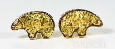 Gold Nugget Bear Earrings "Orocal" EBR1MOL Genuine Hand Crafted Jewelry - 14K Gold Casting