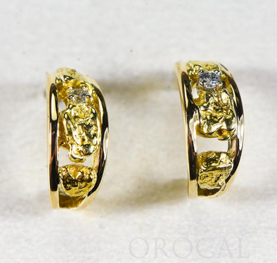 Gold Nugget Earrings "Orocal" EAJ030D Genuine Hand Crafted Jewelry - 14K Gold Casting