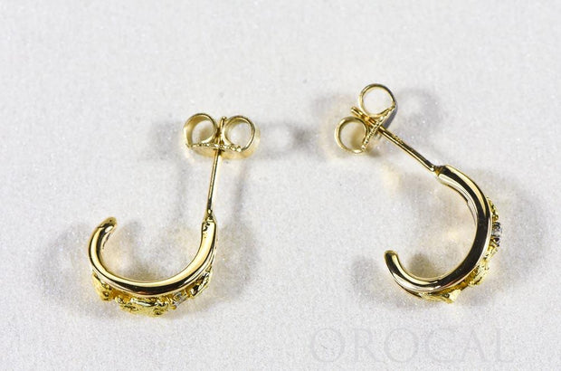 Gold Nugget Earrings "Orocal" EAJ030D Genuine Hand Crafted Jewelry - 14K Gold Casting
