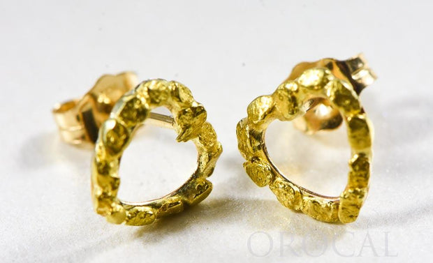 Gold Nugget Earrings "Orocal" EHE360 Genuine Hand Crafted Jewelry - 14K Gold Casting