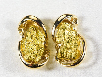 Gold Nugget Earrings "Orocal" EN784SN Genuine Hand Crafted Jewelry - 14K Gold Casting