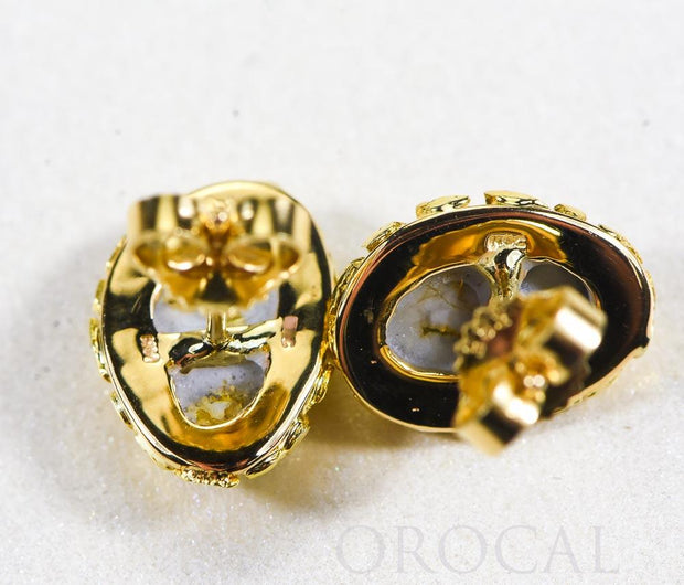 Gold Quartz Earrings "Orocal" EN708NQ Genuine Hand Crafted Jewelry - 14K Gold Yellow Gold Casting