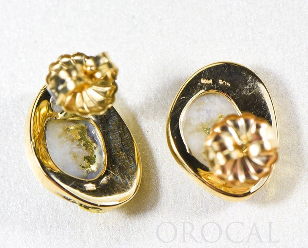Gold Quartz Earrings "Orocal" ESC126Q Genuine Hand Crafted Jewelry - 14K Gold Yellow Gold Casting