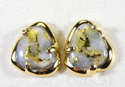 Gold Quartz Earrings "Orocal" ESC115XSQ Genuine Hand Crafted Jewelry - 14K Gold Casting