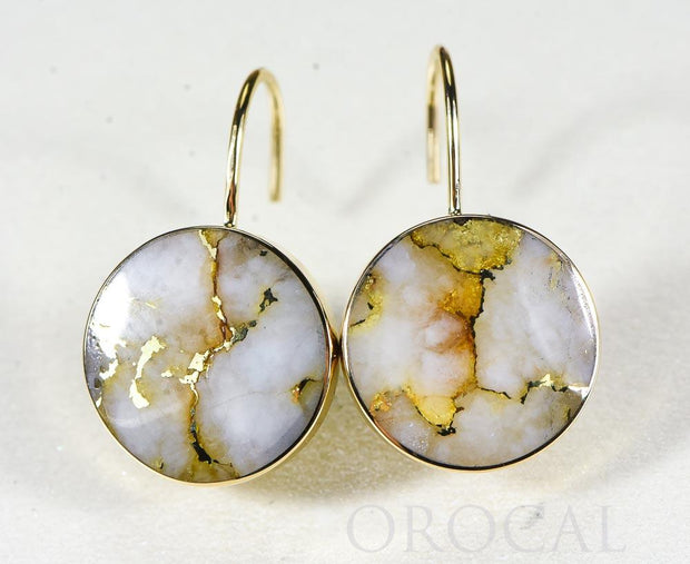 Gold Quartz Earrings "Orocal" ELBBZ12MMQ Genuine Hand Crafted Jewelry - 14K Gold Casting