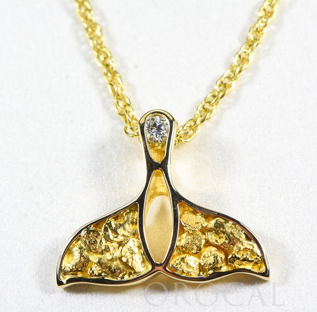 Gold Nugget Pendant Whales Tail "Orocal" PWT26DNX Genuine Hand Crafted Jewelry - 14K Gold Yellow Gold Casting