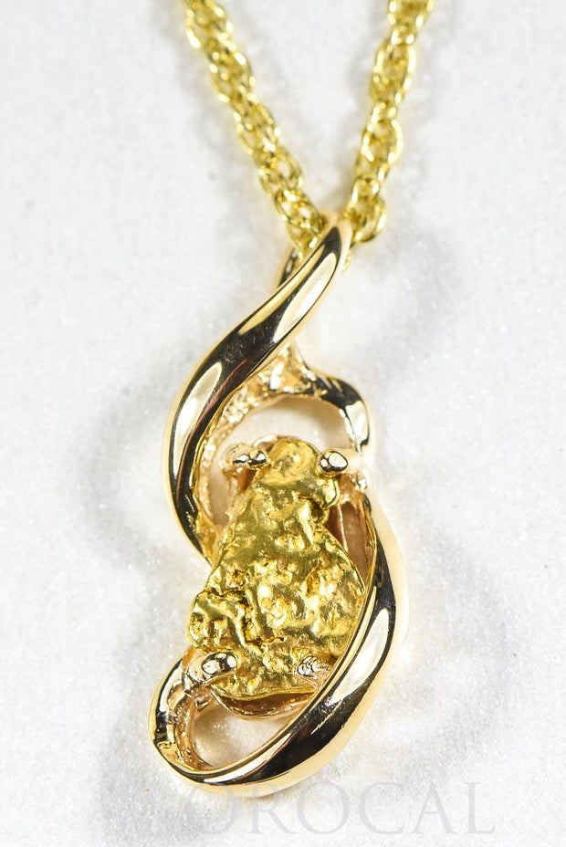 Gold Nugget Pendant "Orocal" PN784NX Genuine Hand Crafted Jewelry - 14K Gold Yellow Gold Casting