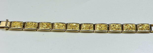Amazon.com: 10kt Solid Yellow Gold Handmade Mens Nugget Bracelet 17 mm 45  grams 9