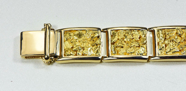 Amazon.com: 14k Solid Yellow Gold Men's Nugget Bracelet 15 MM 70 grams 9