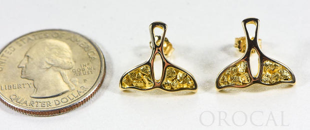 Gold Nugget Whale Tail Earrings "Orocal" EWT22N Genuine Hand Crafted Jewelry - 14K Gold Casting