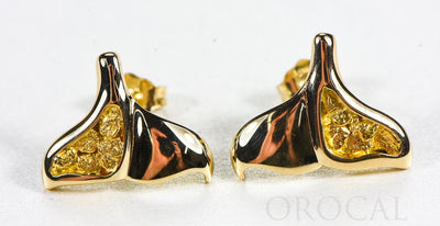 Gold Nugget Whale Tail Earrings "Orocal" EDLWT12 Genuine Hand Crafted Jewelry - 14K Gold Casting