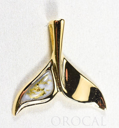 Gold Quartz Pendant Whales Tail "Orocal" PWT43LQ Genuine Hand Crafted Jewelry - 14K Gold Yellow Gold Casting