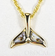 Gold Quartz Pendant Whales Tail "Orocal" PWT44SQ Genuine Hand Crafted Jewelry - 14K Gold Yellow Gold Casting