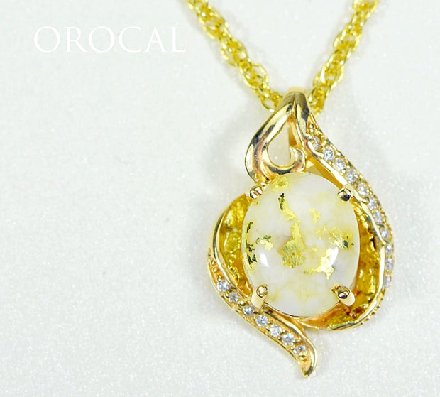 Gold Quartz Pendant "Orocal" PN1126DQ Genuine Hand Crafted Jewelry - 14K Gold Yellow Gold Casting