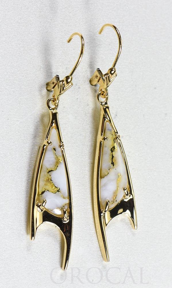 Gold Quartz Earrings "Orocal" EN3700Q/LB Genuine Hand Crafted Jewelry - 14K Gold Casting