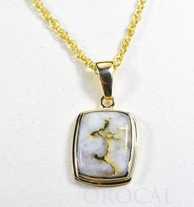 Gold Quartz Pendant  "Orocal" PP1341Q Genuine Hand Crafted Jewelry - 14K Gold Yellow Gold Casting