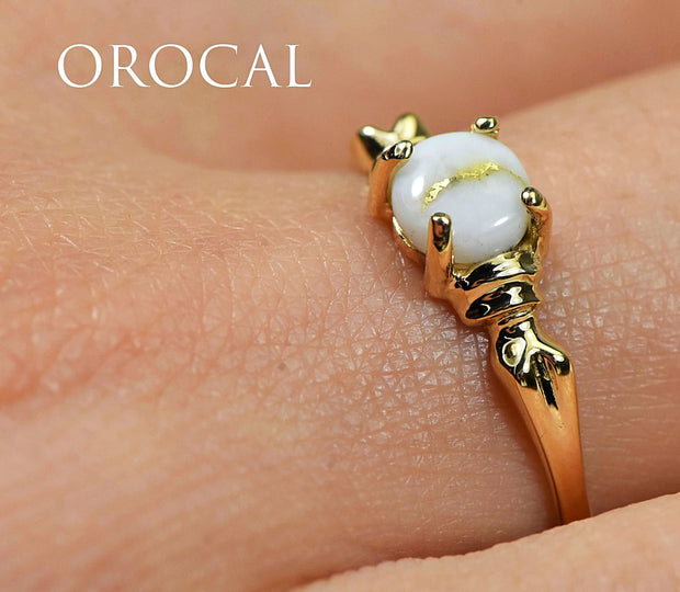 Gold Quartz Ring "Orocal" RL681Q5MM Genuine Hand Crafted Jewelry - 14K Gold Casting