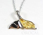 Gold Nugget Pendant Whales Tail "Orocal" PWT37NW Genuine Hand Crafted Jewelry - 14K Gold White Gold Casting