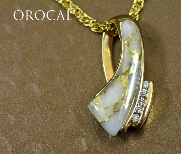 Gold Quartz Pendant "Orocal" PDL49D10QX Genuine Hand Crafted Jewelry - 14K Gold Yellow Gold Casting